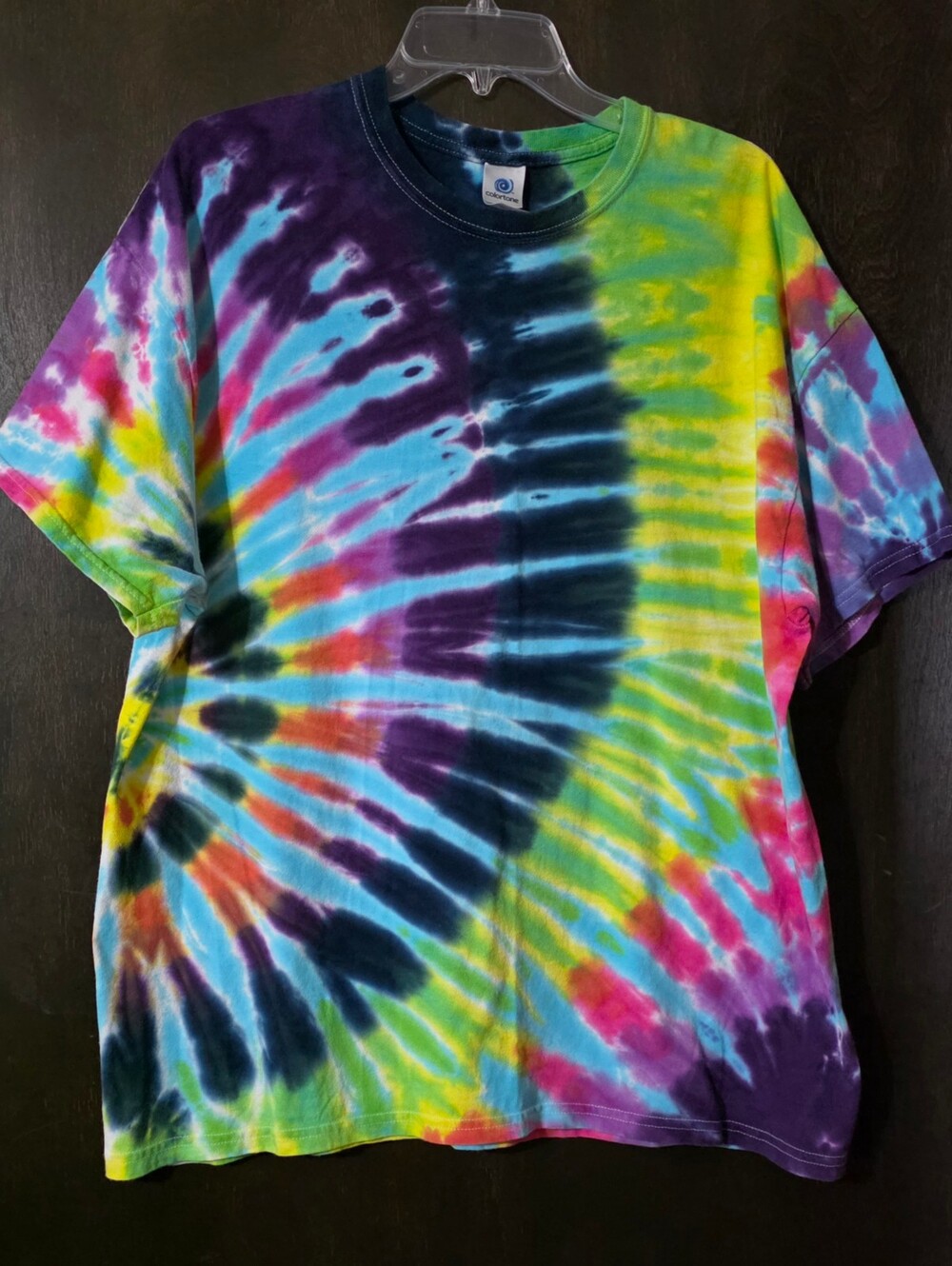Multicolor Tie-Dye Short Sleeve Tee "Flashback" Unisex 100% Cotton Size XL